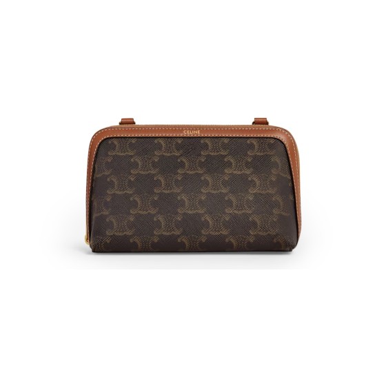 Triomphe canvas and lambskin handbag - Beige