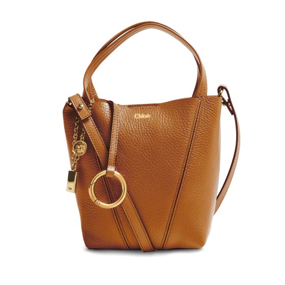 Chloé Spin grained leather tote bag - brown