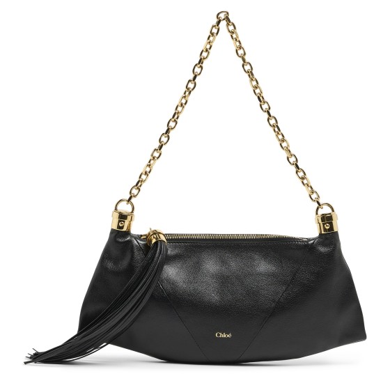 Foulard grained leather handbag - Black