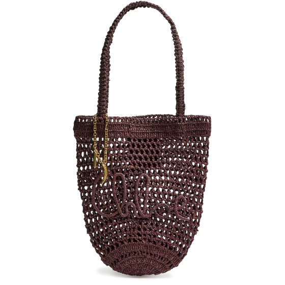 Summer Banana small raffia tote bag - brown