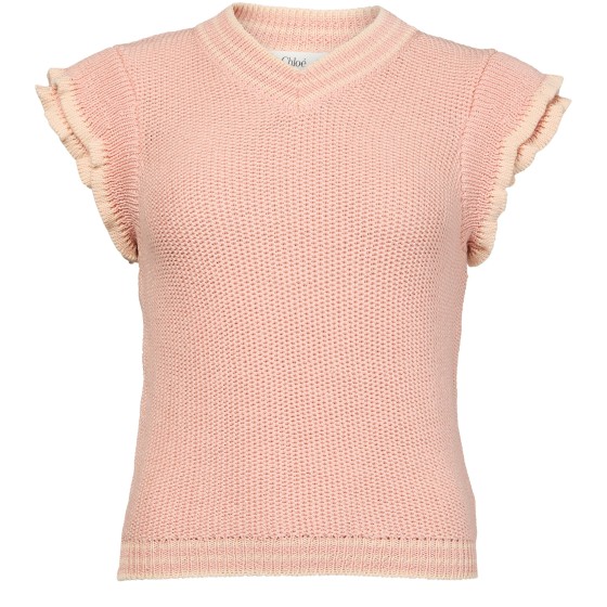 Wool frilled knit sweater - pink