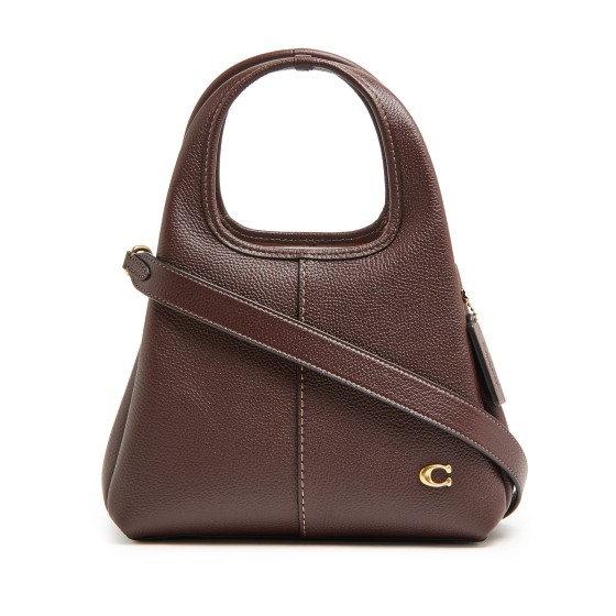 Lana 23 polished pebble leather shoulder bag - brown