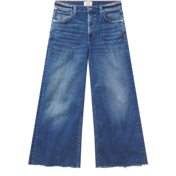 Lyra Cropped Wide-Leg Jeans - Blue