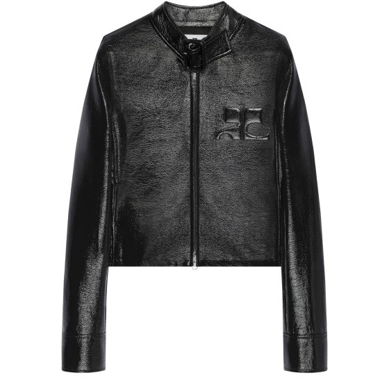 City zipped vinyl jacket - Black