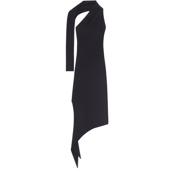 One shoulder crepe jersey dress - Black