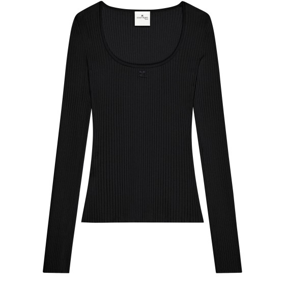 Heritage rib knit top - Black