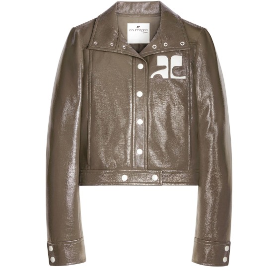 Vinyl logo overlay shirt - Beige