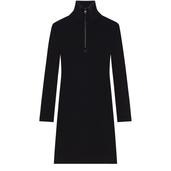 Zipped mockneck dress - Black