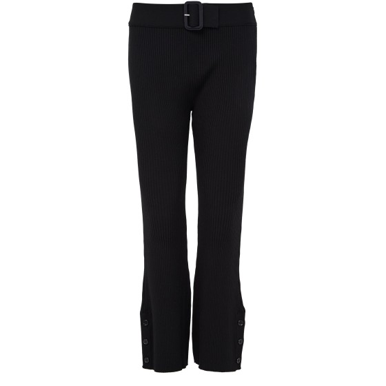 Capri rib knit pants - Black