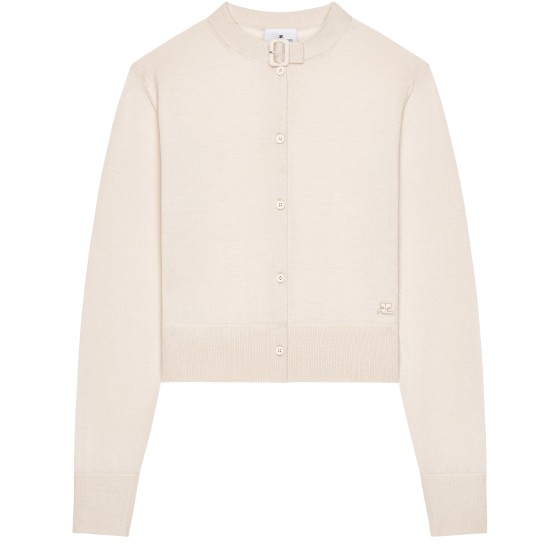 Buckle merinos cardigan - Beige