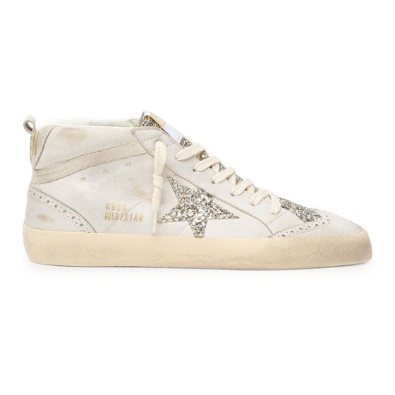 Mid Star sequined sneakers - white