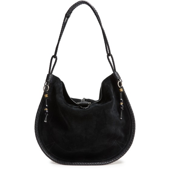 Oskan Hobo Soft bag in suede - Black