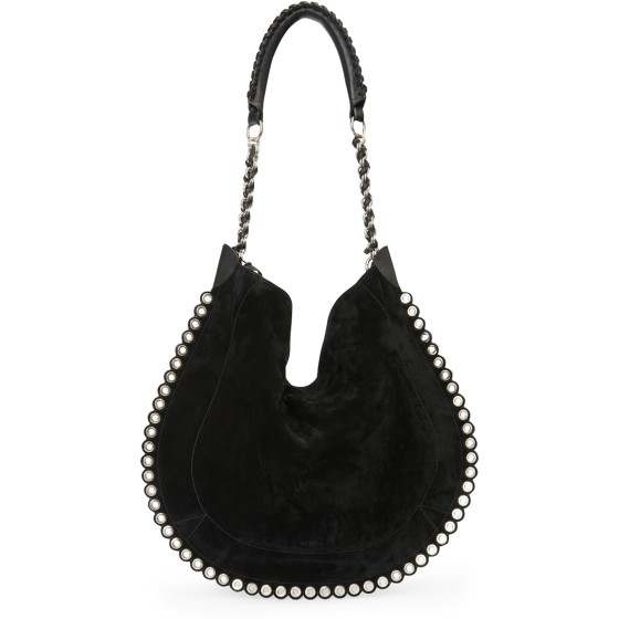 Oskan Hobo Soft shoulder bag with perforated studs - Black