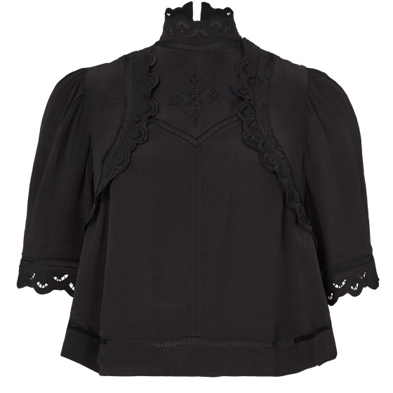 French short sleeve top - Black