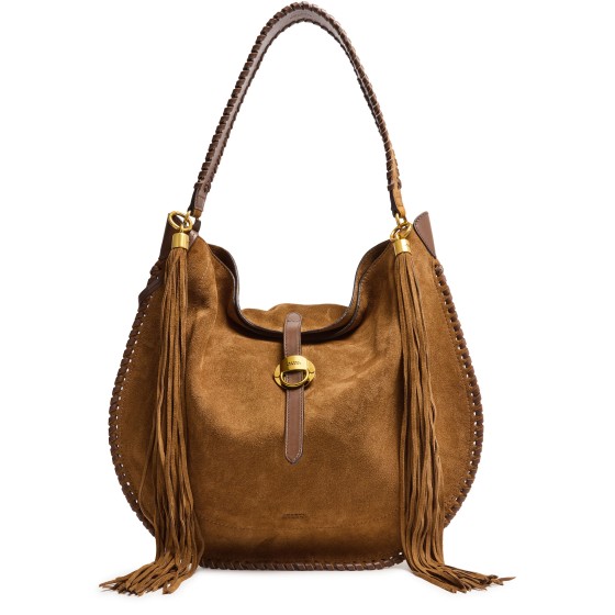 Oskan Hobo Folk shoulder bag in suede - Metallic color