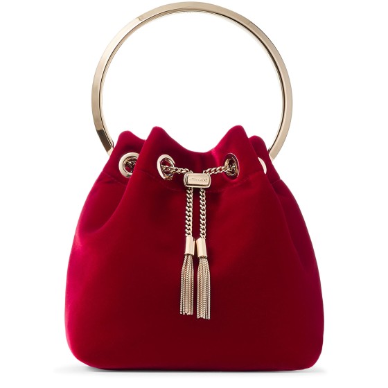 Bon Bon Velvet Barrel Bag - Red