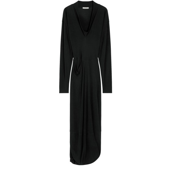 V-neck long dress - Black