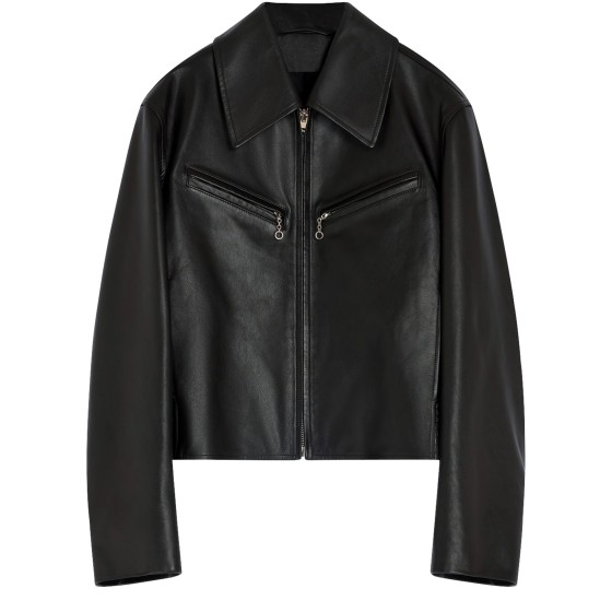 Boxy leather blouson - brown