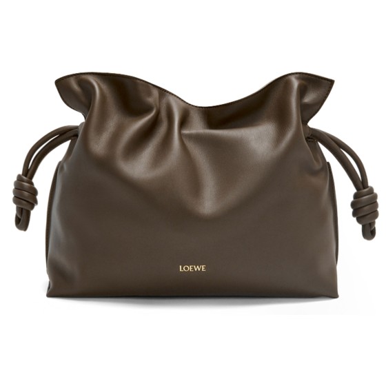 Medium Flamenco clutch in nappa calfskin - brown