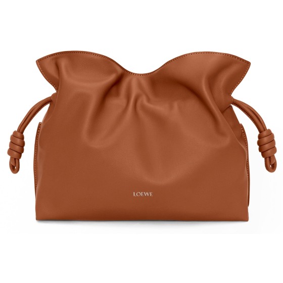 Medium Flamenco clutch in nappa calfskin - grey