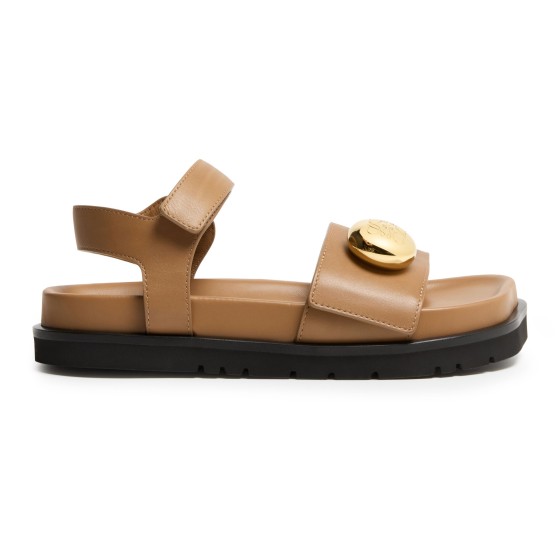 Pebble fussbett sandal in soft calfskin - brown