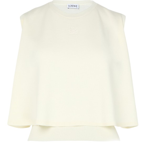 Sleeveless knit sweater - white