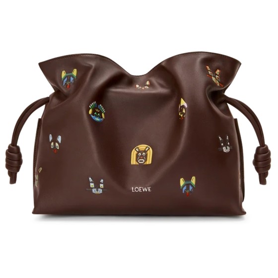 Cats medium Flamenco clutch - brown