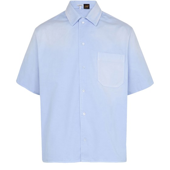 Anagram short-sleeved cotton shirt - Blue