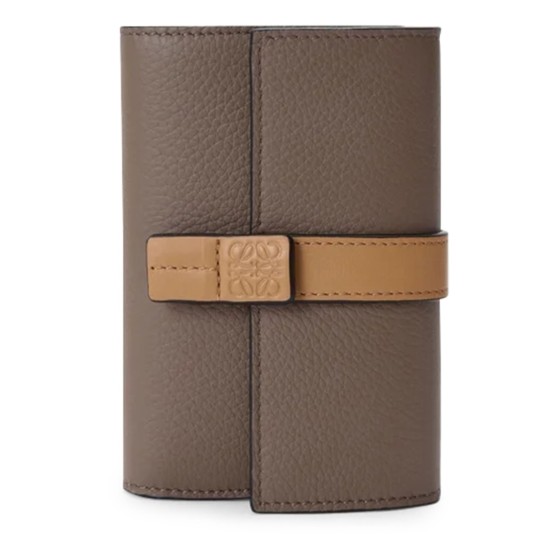 Small soft calfskin vertical wallet - grey