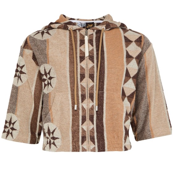 Short-sleeved zipped hoodie - Beige