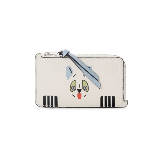 Futurist Cat coin cardholder in classic calfskin - white