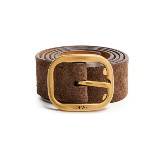 Soft, rounded suede belt - brown