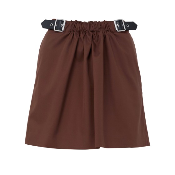 Belted mini skirt - brown
