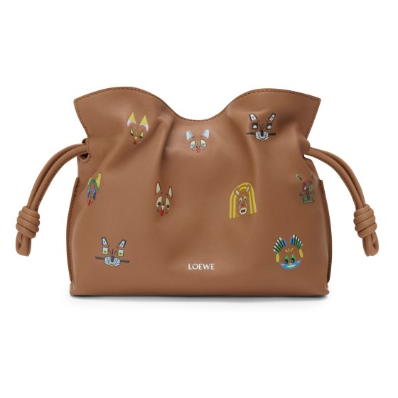 Cats mini Flamenco clutch in nappa calfskin - brown