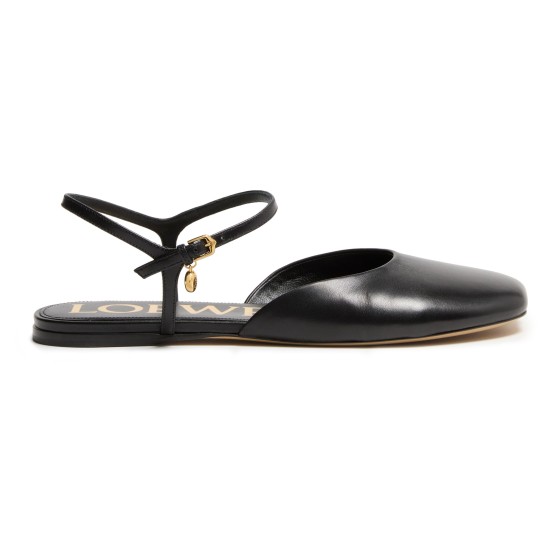 Toy ankle strap ballerinas in lambskin - Black