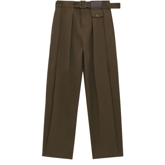 Cotton and silk straight-leg trousers - Green