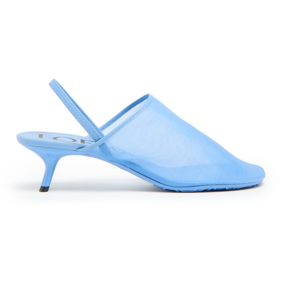 Petal mesh ankle-strap mules with 45mm heel - Blue