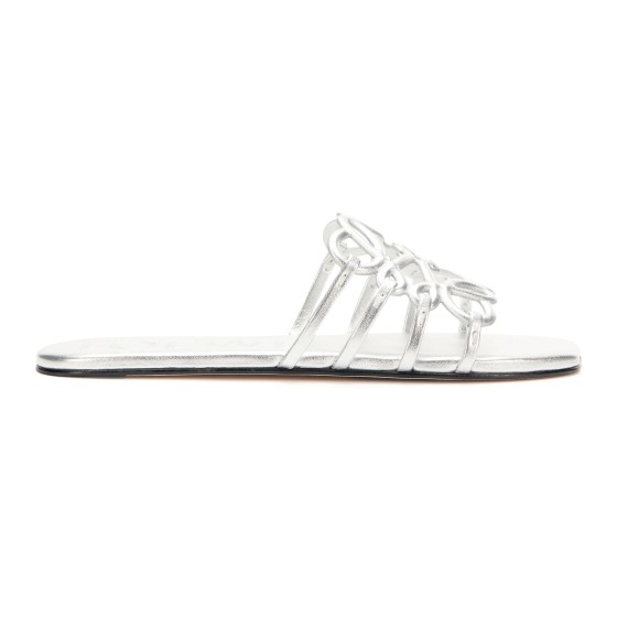 Anagram Petal laminate lamb leather sandals - Silver