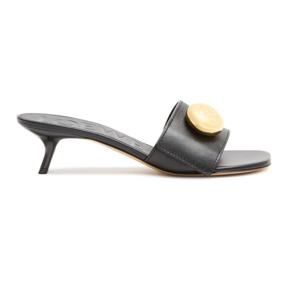 Pebble slides in soft calfskin - Black