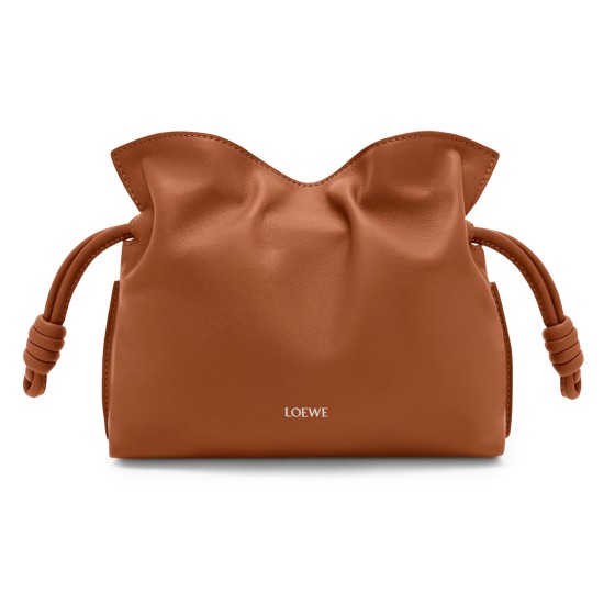 Mini Flamenco clutch in nappa calfskin - grey