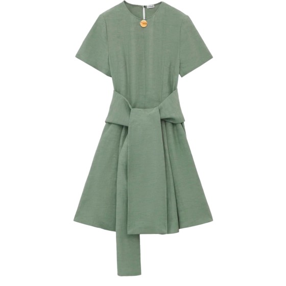 Pebble dress in viscose and linen - Green