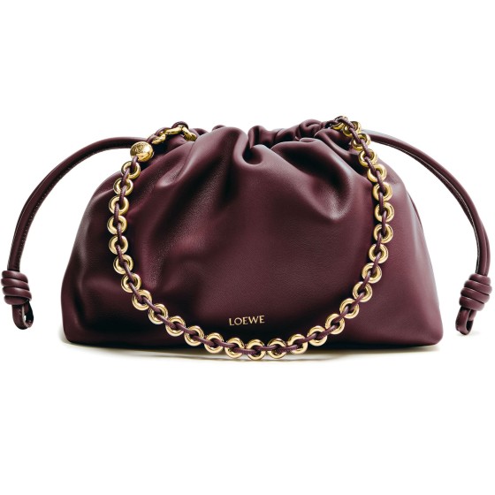 Medium Flamenco bag in mellow nappa lambskin - Burgundy