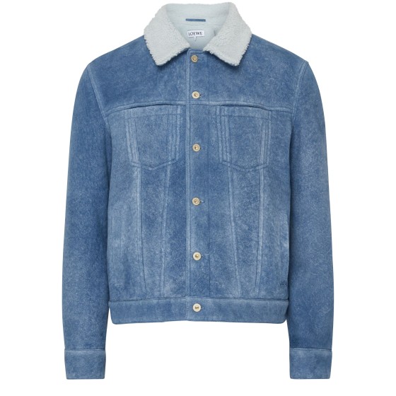 Denim jacket with wool collar - Blue