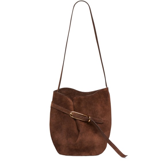 Belted bucket bag - brown