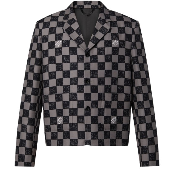 Boxy Checked Coat - Black