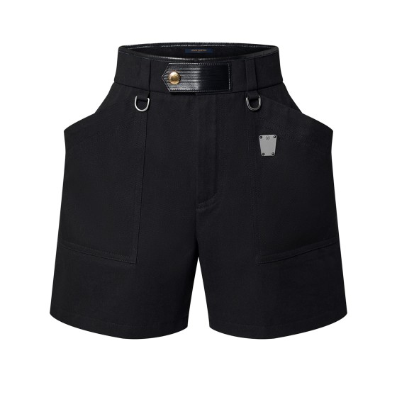 Twill cotton shorts - Black