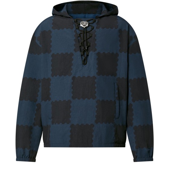 Giant Damier Ribbon Windproof Jacket - Blue