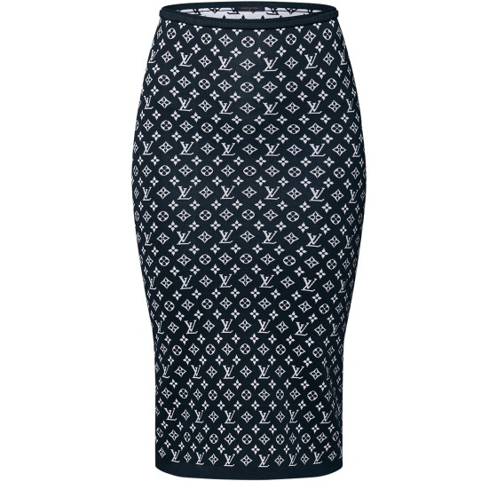 Monogram Jacquard Knit Skirt - Black