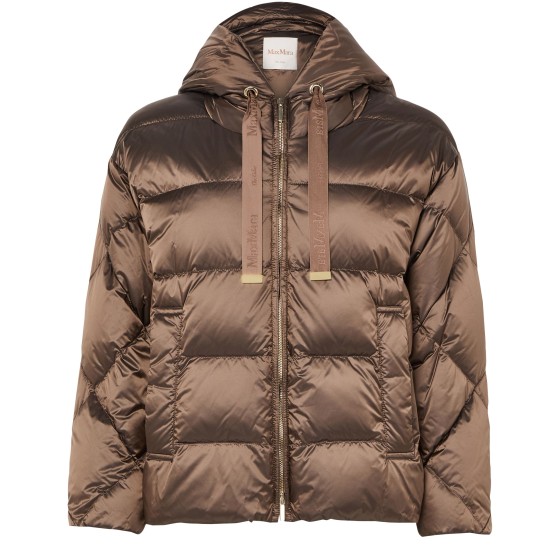 Hooded puffer jacket - brown