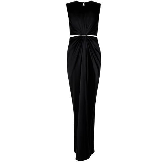 Panaro Draped Long Dress - Black